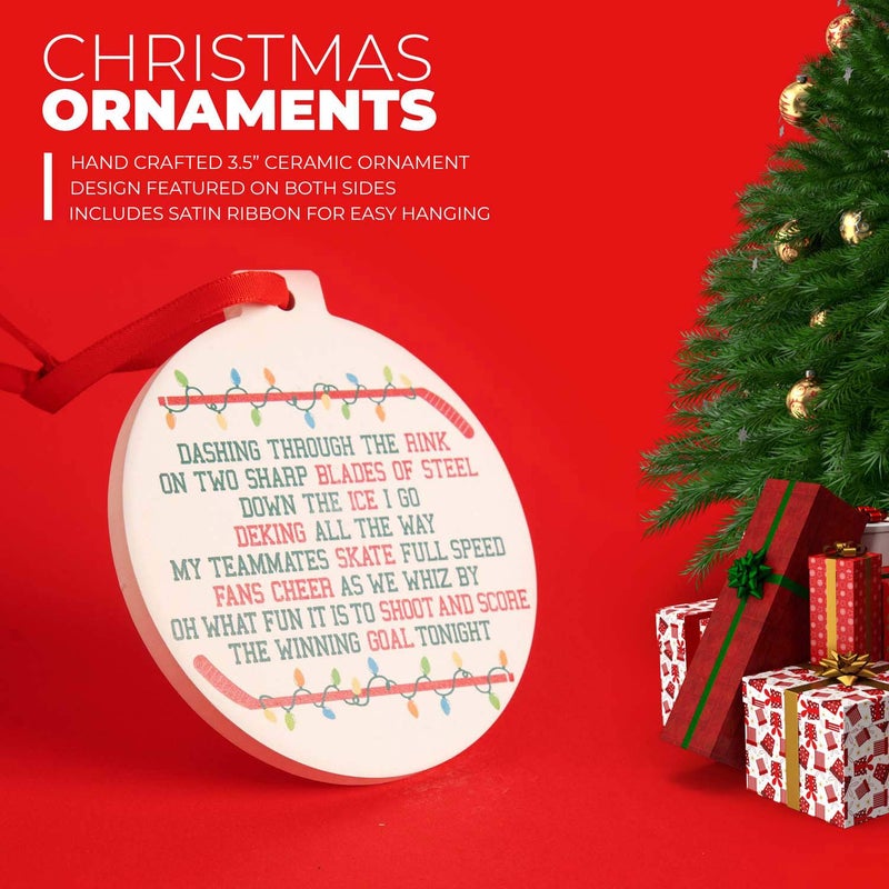 ChalkTalkSPORTS Hockey Round Ceramic Ornament | Jingle All The Way - Image 3